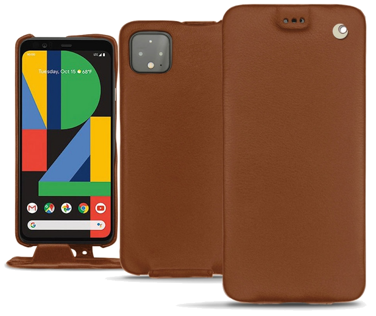 Housse cuir Google Pixel 4 - Rabat verticalMarron