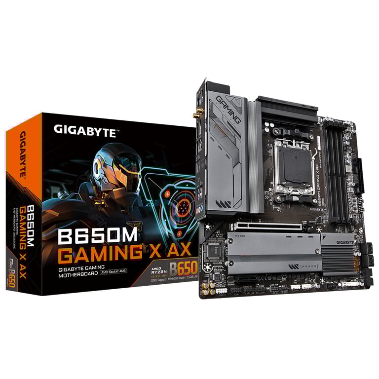 GIGABYTE B650M GAMING X AX Carte mère AMD Ryzen série 9000 VRM 6+2+1 phases jusqu'à 8000 MHz DDR5 OC 2xPCIe 4.0 .2 LAN 2 5 GbE WIFI 6E USB 3.2 Gen 2 Neuf