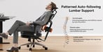 NEWTRAL NT002 Chaise Ergonomique avec Repose-Pieds, Dossier et Têtière Auto-Suivants, Support Lombaire Adaptatif