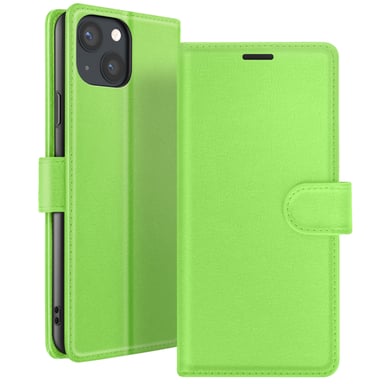 Zanaé Funda tipo cartera para iPhone 13 con soporte y lengüeta magnética Verde