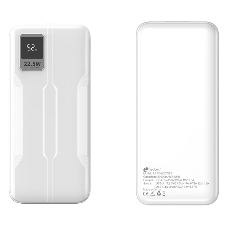 Leotec LEPOW20W22W banque d'alimentation électrique Lithium Polymère LiPo 20000 mAh Neuf - vue 2
