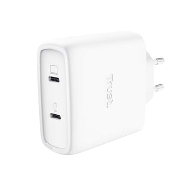 Cargador de Pared GaN Trust Maxo 65W 25526- 2xUSB Tipo-C- Incluye Cable USB Tipo-C- 65W