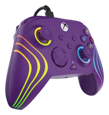 Controlador Turtle Beach Afterglow Wave Violeta Controlador de juego RGB con cable - Licencia para Xbox Series XS, Xbox One y Windows - Botones programables, gatillos con efecto Hall, controles de audio