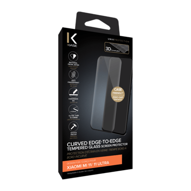 Protezione dello schermo in vetro temperato da bordo a bordo per Xiaomi Mi 11/11 Ultra, nero