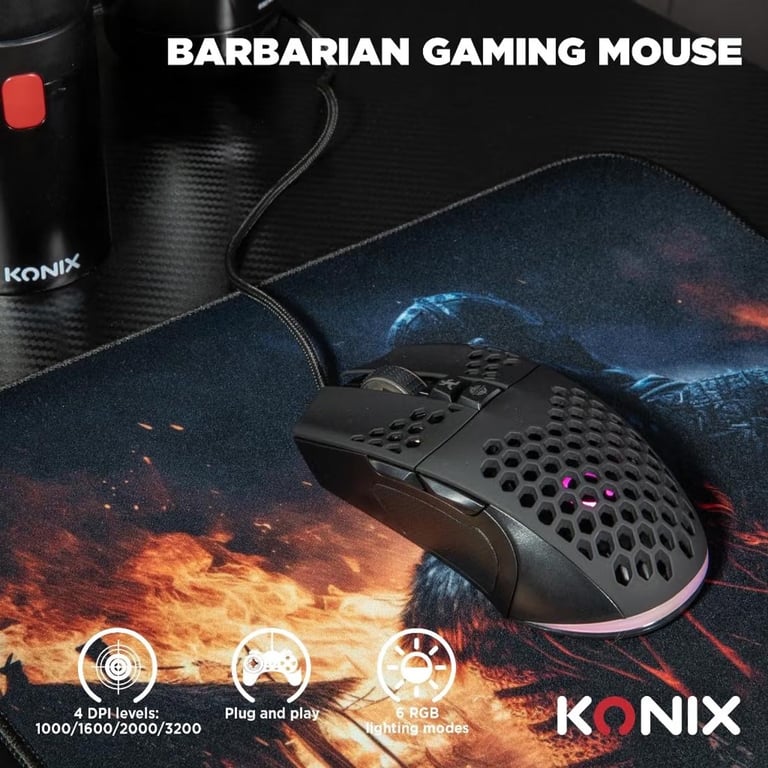 Clavier gamer Konix Barbarian Pack Rétroéclairé Filaire Membrane - vue 5