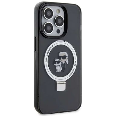 Étui Karl Lagerfeld pour iPhone 15 Pro Max 6.7'' noir étui rigide Ring Stand Karl&Choupettte MagSafe
