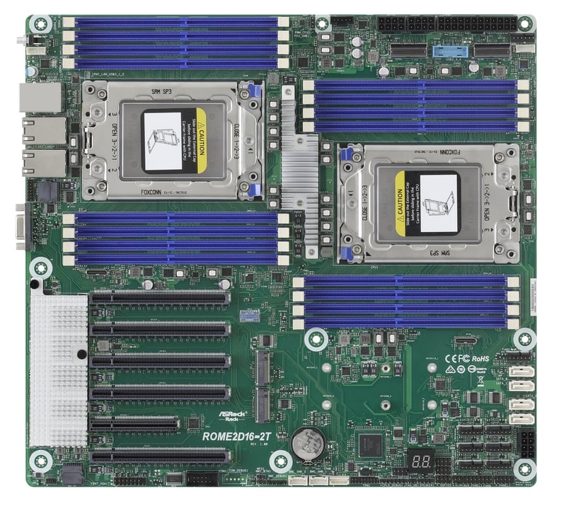Carte mère serveur EEB ASRock ROME2D16 2T Dual Socket AMD SP3 EPYC 7002 Dual 10G