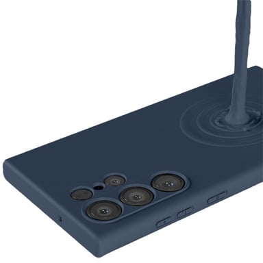 EVETANE Coque Samsung Galaxy S23 Ultra Silicone liquide Bleue Marine + 2 Vitres en Verre trempé Protection écran Antichocs