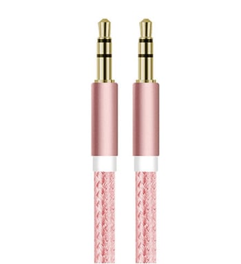 Cable Jack/Jack Metal para Smartphone Coche Música Audio Doble Jack Macho 3.5 mm Universal (ROSA)