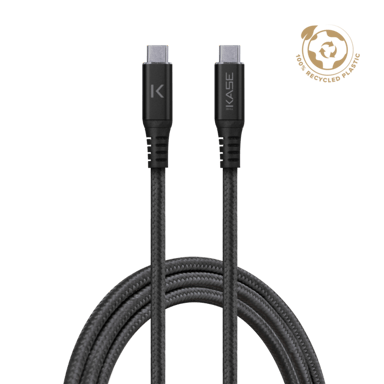 Câble USB-C vers USB-C (USB4 GEN2) 100W Fast Charge/Sync Aramide fabriqué avec 100 % de plastique (1,2M), Noir