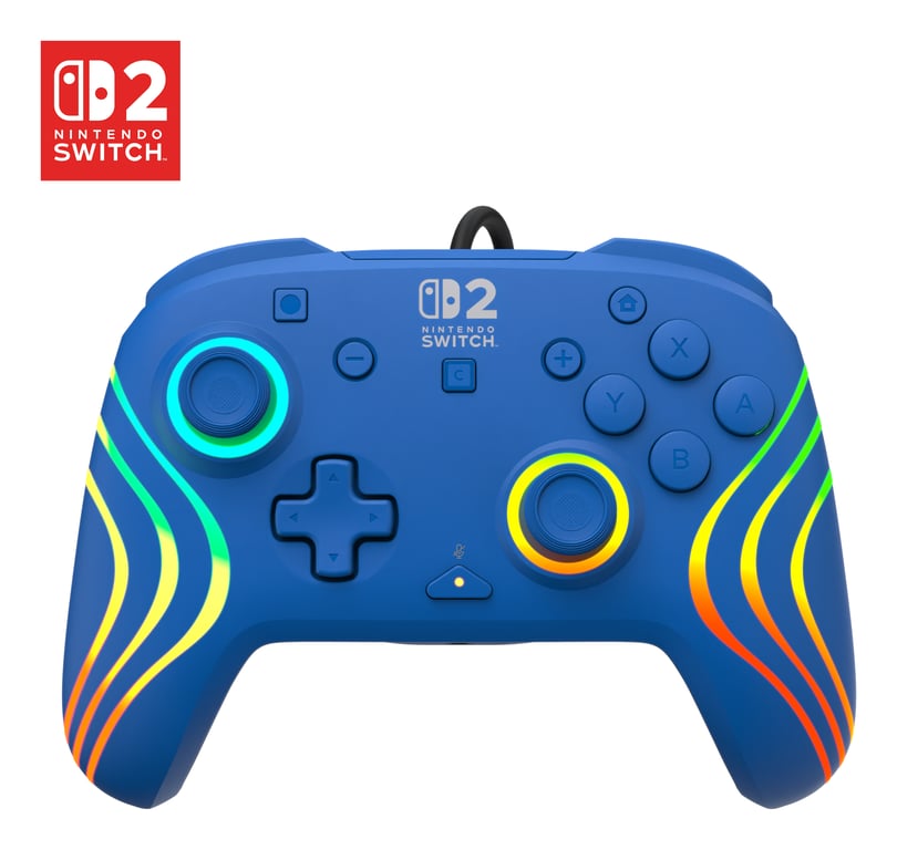 Turtle Beach Afterglow Wave Bleu Manette de gaming RGB filaire Sous licence officielle pour Nintendo Switch 2 - Neuf