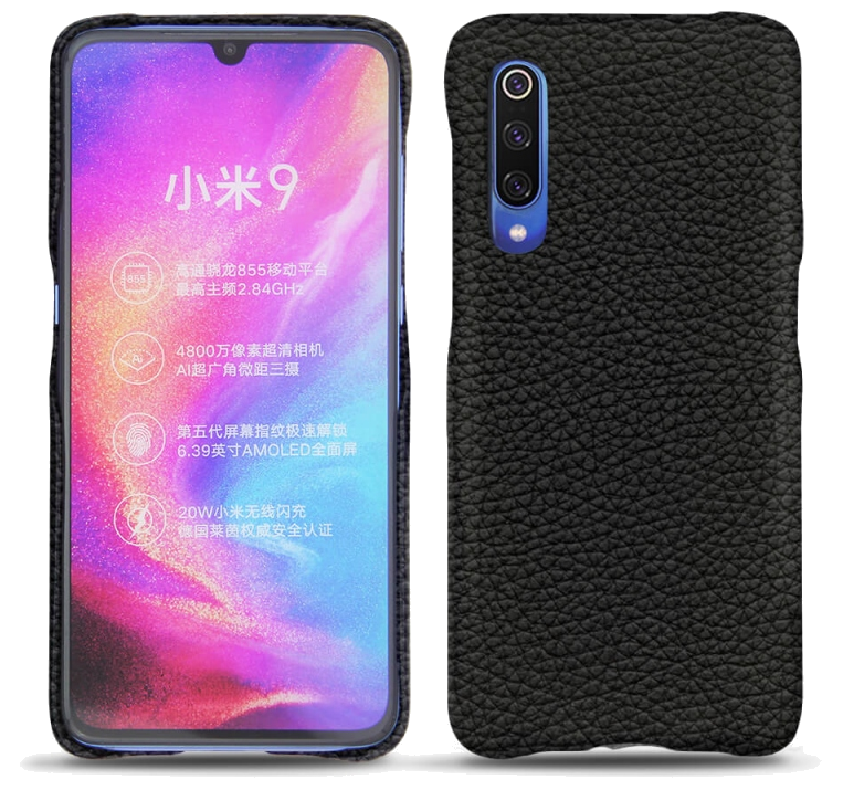 Coque cuir Xiaomi Mi 9 - Coque arrièreNoir