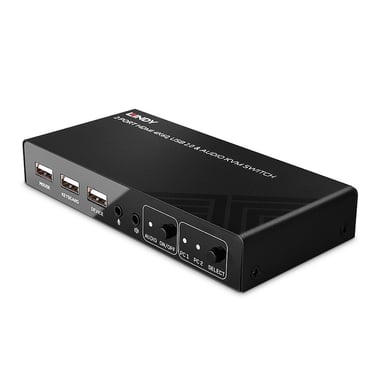 Lindy Switch KVM HDMI 4K60, USB 2.0 y Audio, 2 puertos