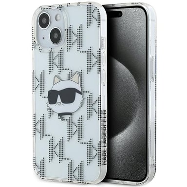 Custodia Karl Lagerfeld per iPhone 15 6,1'' Custodia rigida trasparente IML Choupette Head & Monogram