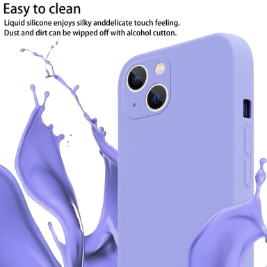 Tour de cou chaîne pour Apple iPhone 14 en LIQUID LIGHT PURPLE Housse de protection en silicone avec cordelette réglable