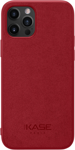 Coque en Suède Alcantara pour Apple iPhone 12/12 Pro, Rouge rubis