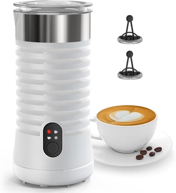 Mousseur à lait électrique 4 en 1 pour mousse de lait chaude et froide blanc