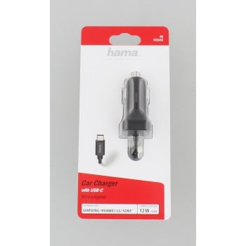 Caricabatterie da auto, USB Tipo-C, 2,4 A, nero