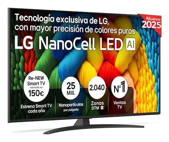 TV NanoCell LG 55NANO81A6A 139 cm 4K UHD 2025 - vue 3