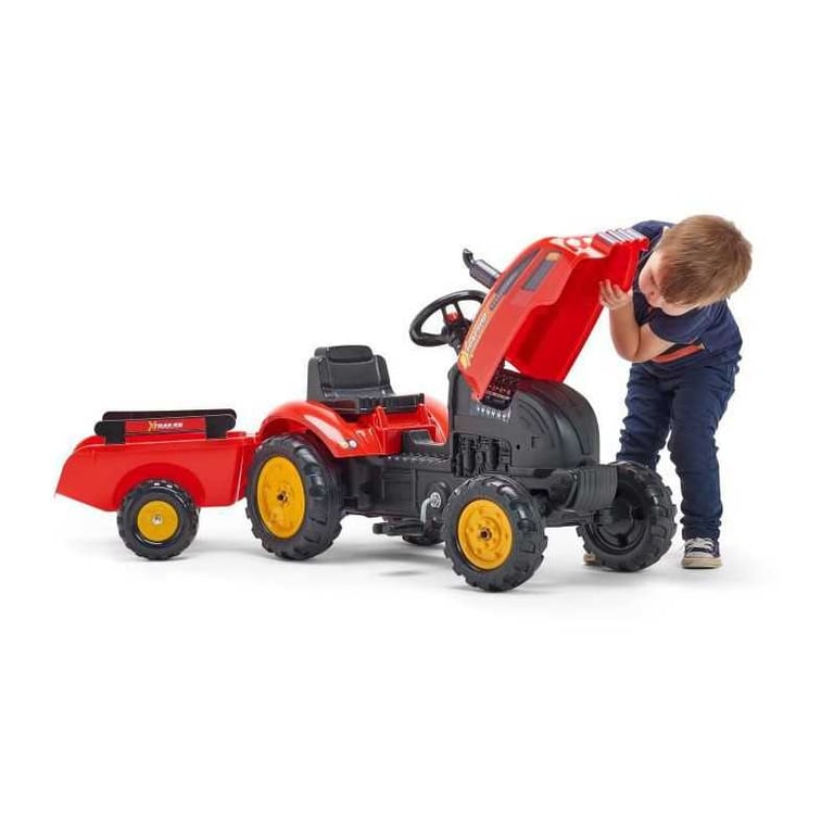 Tracteur FALK X Tractor Dès 100% Fabriqué en France 50% de plastique recyclé Capot ouvrant cheminée et remorque - vue 3