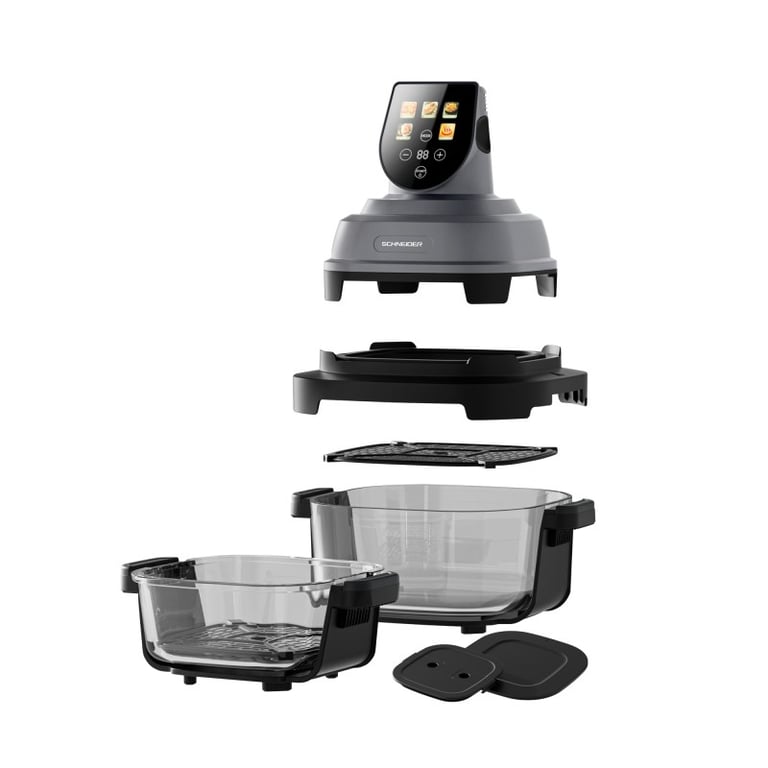 Schneider Crispi Or Friteuse à Air Panoramique 2 Bacs Verre - vue 9