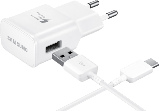 Chargeur maison 2.1A Charge rapide 15W + Câble USB A/USB C Blanc Samsung