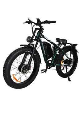 VéLo Électrique BAOLUJIE DP-2603 (feu arrière avec bretelles doubles) | Moteur 1500W*2 | Batterie 52V32Ah | Pneus 26 Pouces | Vitesse Max 55 km/h | Autonomie 65 km | Vert