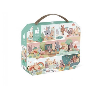 Puzzle éducatif en carton - Une journée en 24 pièces pour enfants