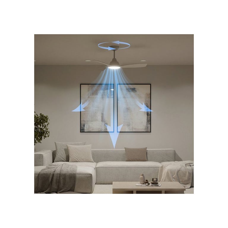 Ventilateur de plafond Philips Olas avec lampe LED, télécommande RF, 6 vitesses, flux d'air bidirectionnel, blanc - Neuf