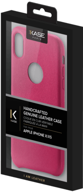 Coque en Cuir Véritable Fabriquée à  la Main pour Apple iPhone X, Rose Fuchsia