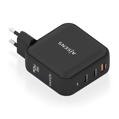 AISENS ASCH-140W3P031-BK chargeur d'appareils mobiles Universel Noir Secteur Charge rapide Intérieure