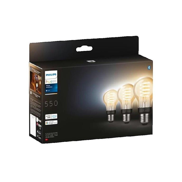Pack de 3 Ampoules Connectées Philips Hue A60 – E27, Blanc, Compatible Bluetooth - vue 4