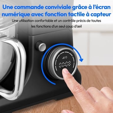Robot de cocina 3 en 1 - MD18430 - 1200 W - 5 L - 8 velocidades - Función picadora - Negro