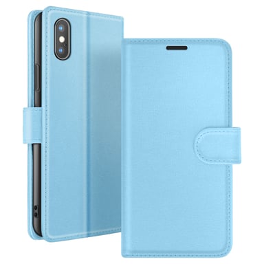 Zanaé Funda tipo cartera para iPhone XS Max con función de soporte y lengüeta magnética Azul Claro