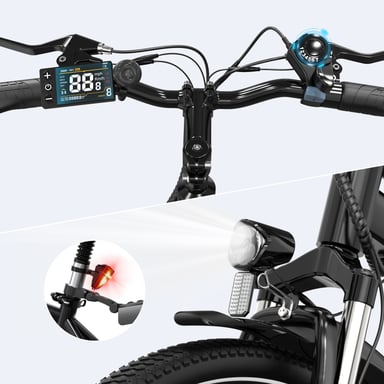 Vélo électrique - EVERCROSS EK15 - Pneu 26 pouces - Transmission 7 vitesses Batterie Amovible - Noir Rouge