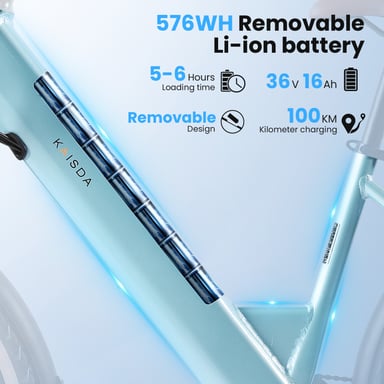 Vélo électrique KAISDA K601, moteur sans balais 250W, batterie lithium 36V16AH, pneus de 26 pouces, parfait pour les trajets quotidiens en ville et les balades de loisirs.