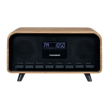 Radio despertador THOMSON Vintage Cosy Bluetooth DAB pantalla LCD ajustable 2 alarmas Madera marrón
