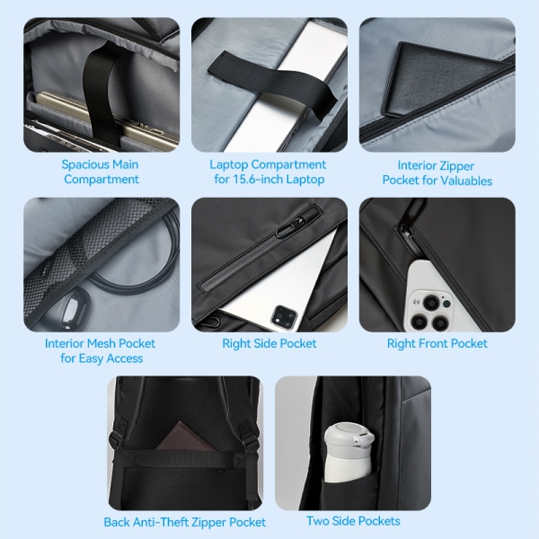 Sac à dos étanche pour ordinateur portable Vention 20 Compartiment rembourré 15 6 Tissu Neuf - vue 3