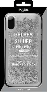 Funda Bling Bling Glitter Hybrid para Apple iPhone XS Max, Silver Galaxy