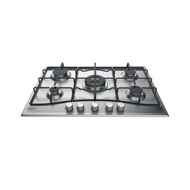 Hotpoint PCN 752 T/IX/HA Noir, Acier inoxydable Intégré 75 cm Gaz 5 brûleurs - Neuf