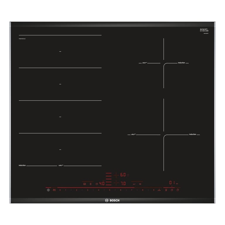 Plaque Induction Bosch PXE675DC1E – 4 Zones, 7400 W, Commande Tactile - vue 3