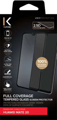 Protection d'écran en verre trempé (100% de surface couverte) pour Huawei Mate 20, Noir