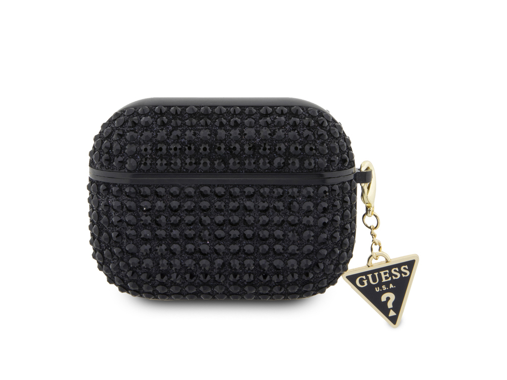 Guess Coque pour Airpods Pro 4G Diamond avec Charm Triangle Scintillant Ornée de Strass