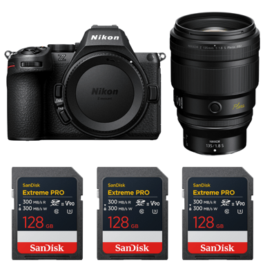 Cámara híbrida Nikon Z5 II + 135mm f/1.8 S Plena + 3 SanDisk 128GB Extreme PRO UHS-II + Ebook ''20 consejos para fotos que impactan''