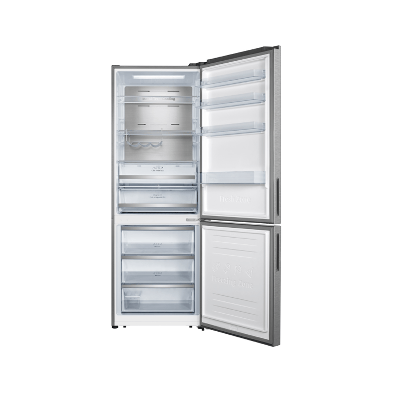 Hisense RB645N4BID Réfrigérateur Combi Inverter largeur spéciale 70 cm porte bouteilles No Frost 2 mètres 495 système de flux d'air finition inox - vue 3
