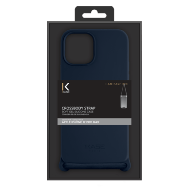 Custodia a tracolla in morbido silicone gel per Apple iPhone 12 Pro Max, Oxford Blue