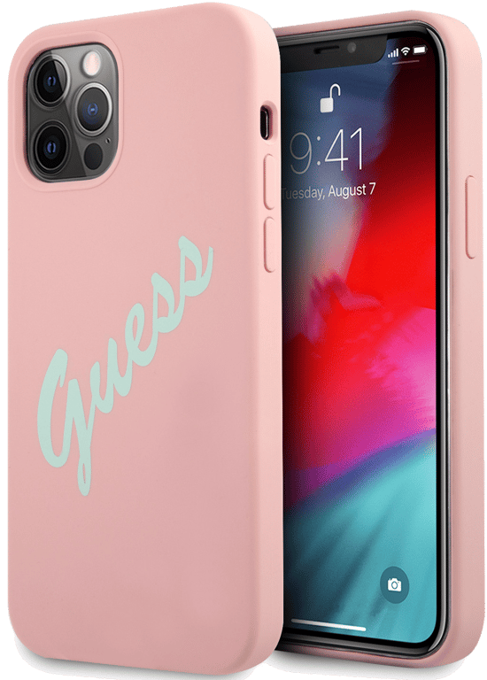 Guess Hardcase Coque de Protection Vintage en Silicone pour iPhone 12/12 Pro 6,1' Rose