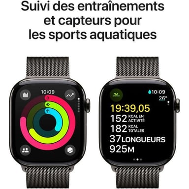 Apple Watch Series 10 (2024) GPS + Cellular, Cassa in Titanio Ardesia da 46mm con Cinturino in Titanio S/M