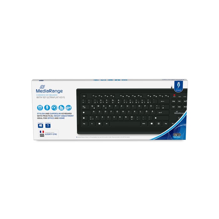 Clavier Filaire MediaRange MROS101-FR – AZERTY, Touches Ultraplates, Maison/Bureau - vue 3