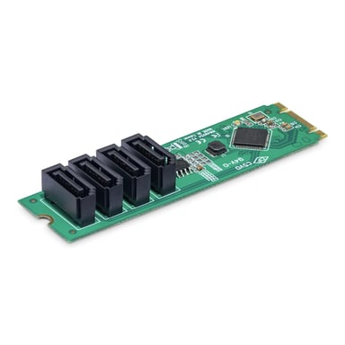 StarTech.com Tarjeta Adaptador de 4 Puertos M.2 a SATA para HDD/SSD - Chipset ASM1064 - Tarjeta de Expansión para Windows/MacOS/Linux